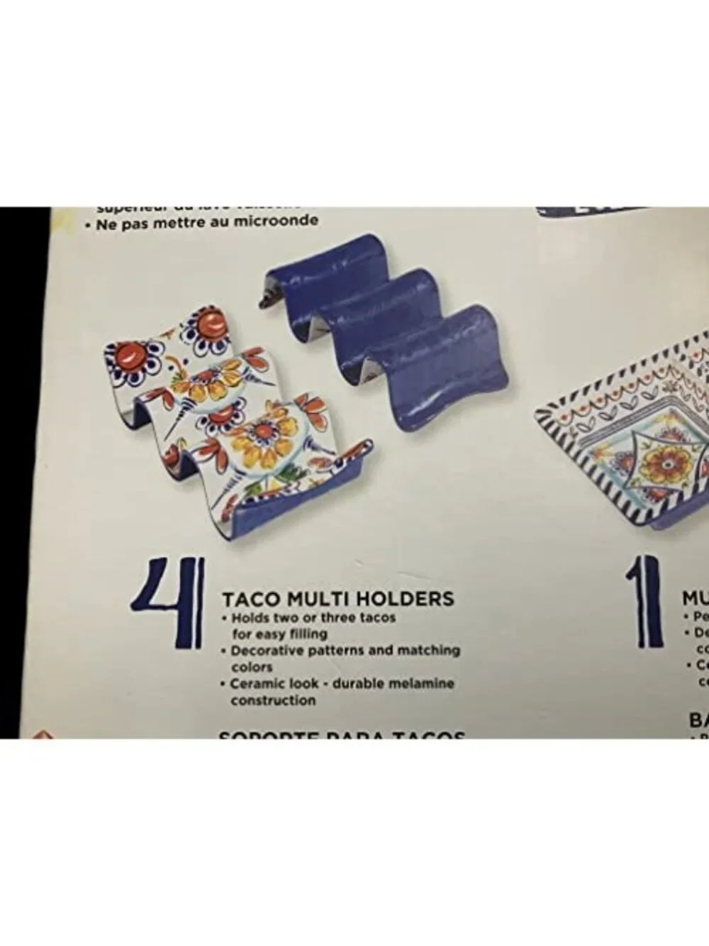Prepara Taco Party Set 6‑Pc Melamine Taco Holders Tray Tortilla Warmer New